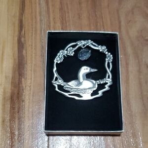 Canadian Loon Cottagecore Window Suncatcher Floral Wreath Cabin Decor NWT